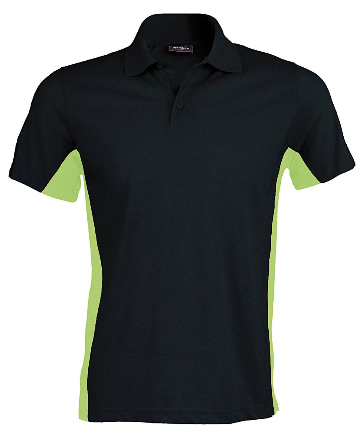 Black/Lime - Flags short sleeve bi-colour polo shirt