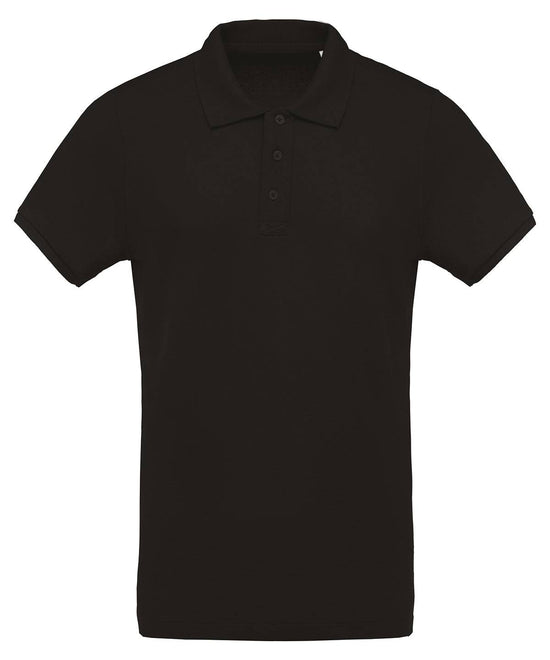 Black - Men's organic piqué short-sleeved polo shirt