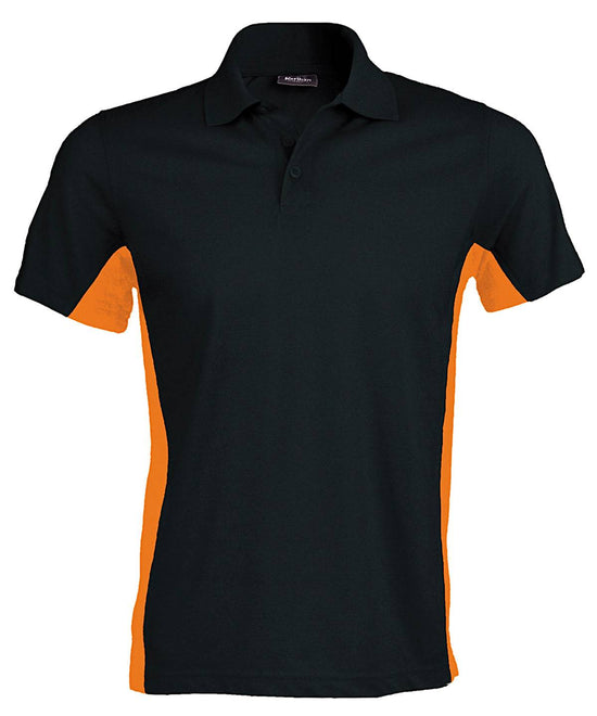 Black/Orange - Flags short sleeve bi-colour polo shirt