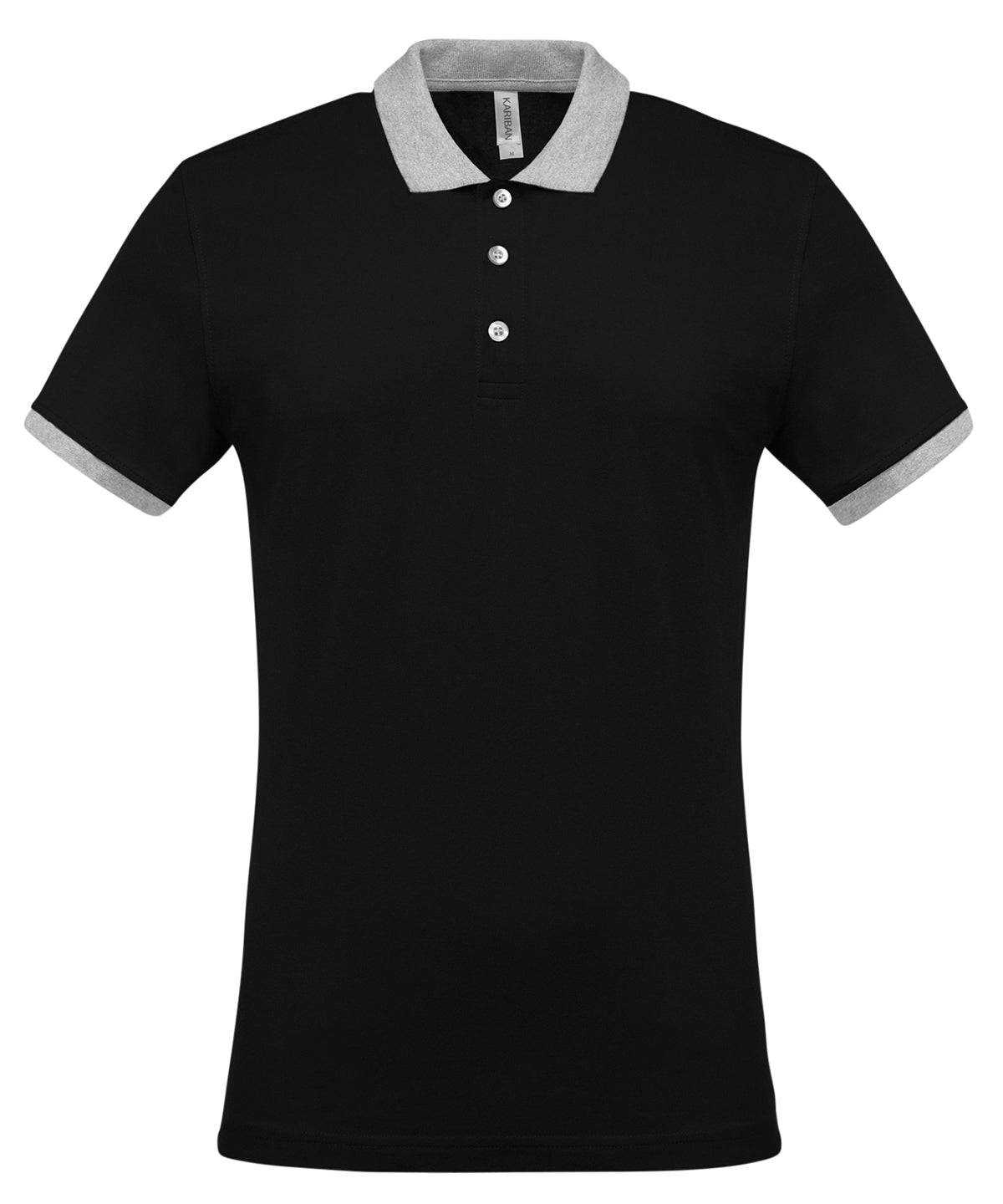 Black/Oxford Grey - Two-tone piqué polo shirt