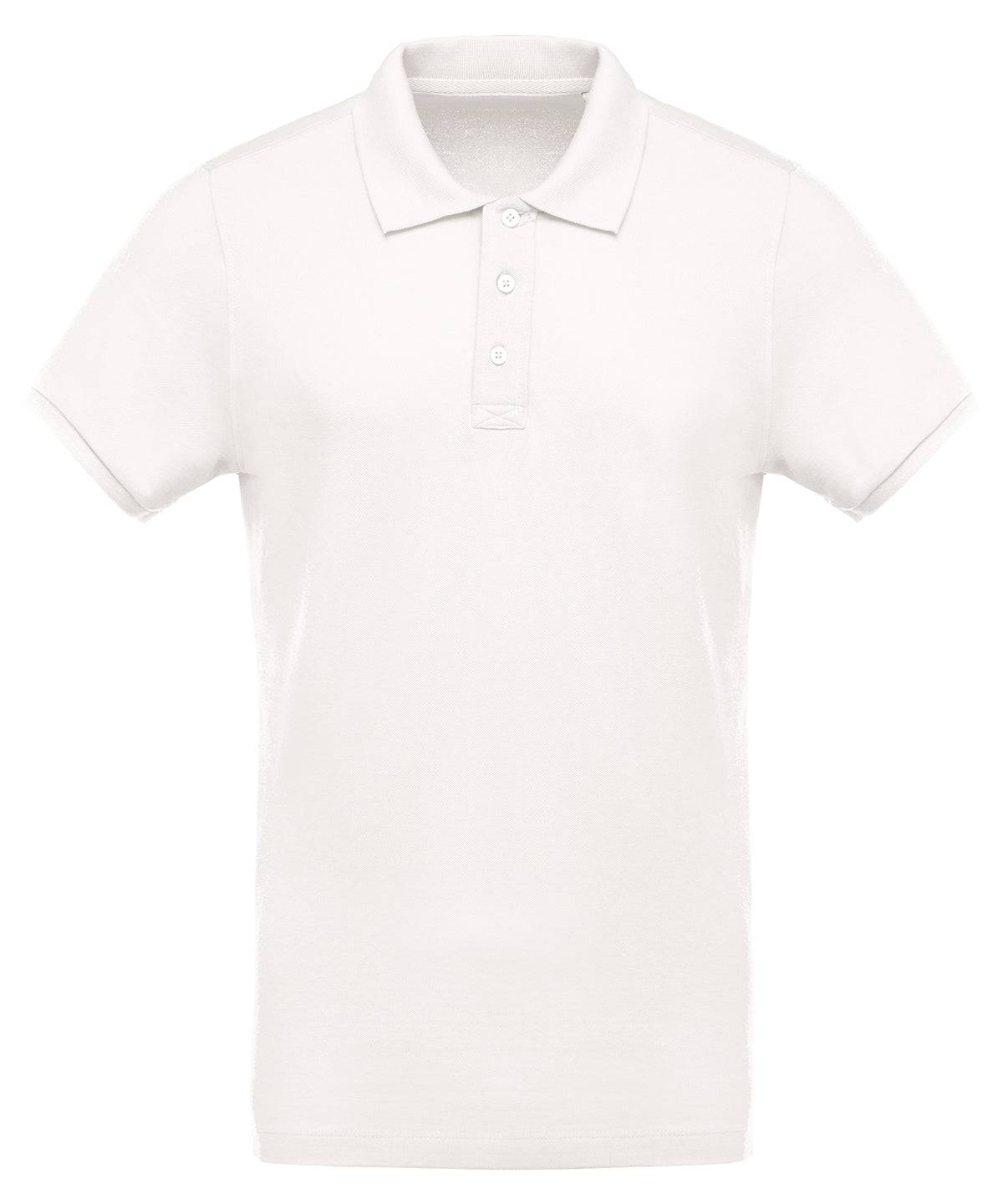 Cream - Men's organic piqué short-sleeved polo shirt