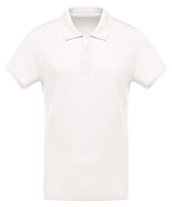 Cream - Men's organic piqué short-sleeved polo shirt