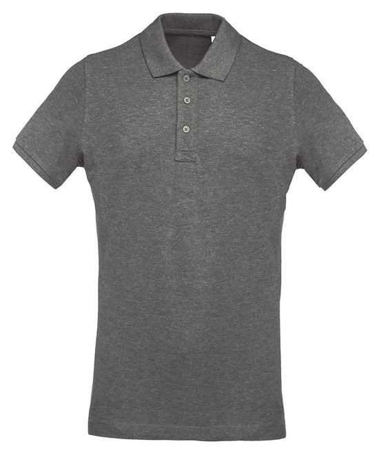 Grey Heather - Men's organic piqué short-sleeved polo shirt