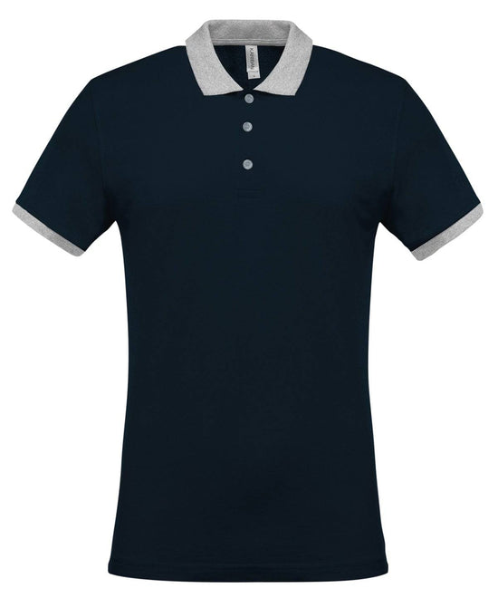 Navy/Oxford Grey - Two-tone piqué polo shirt