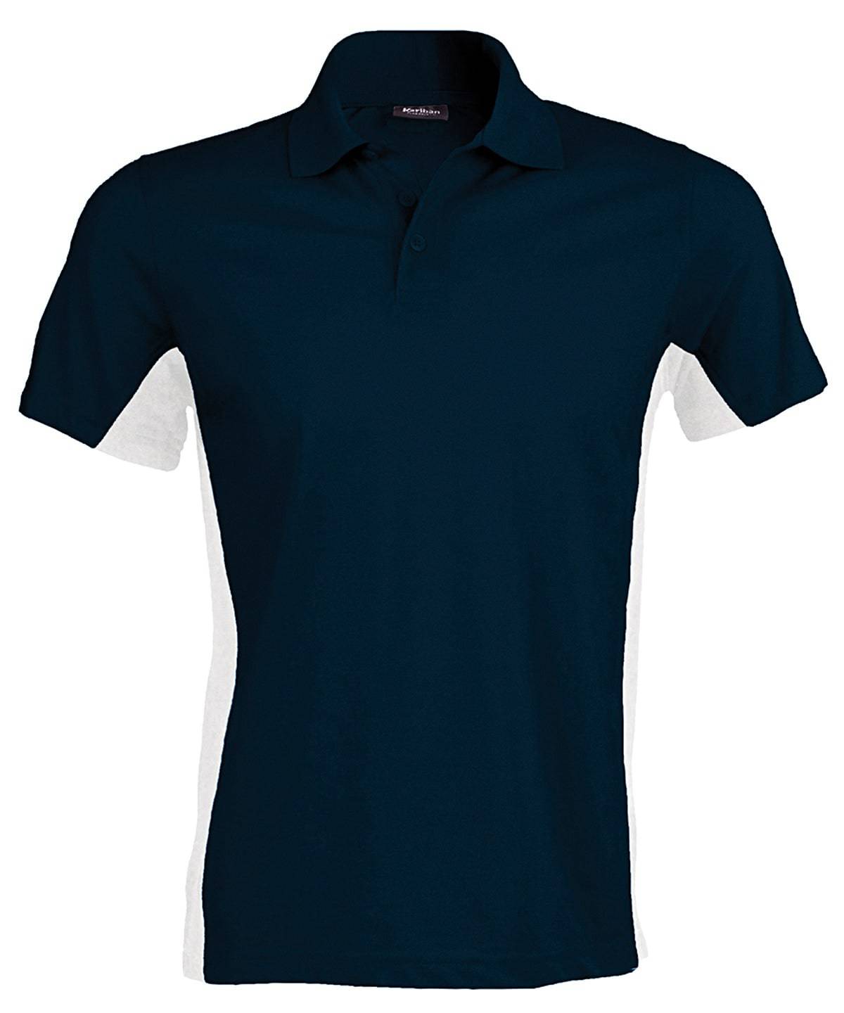 Navy/White - Flags short sleeve bi-colour polo shirt