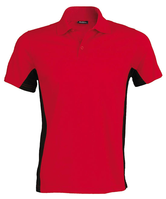 Red/Black - Flags short sleeve bi-colour polo shirt