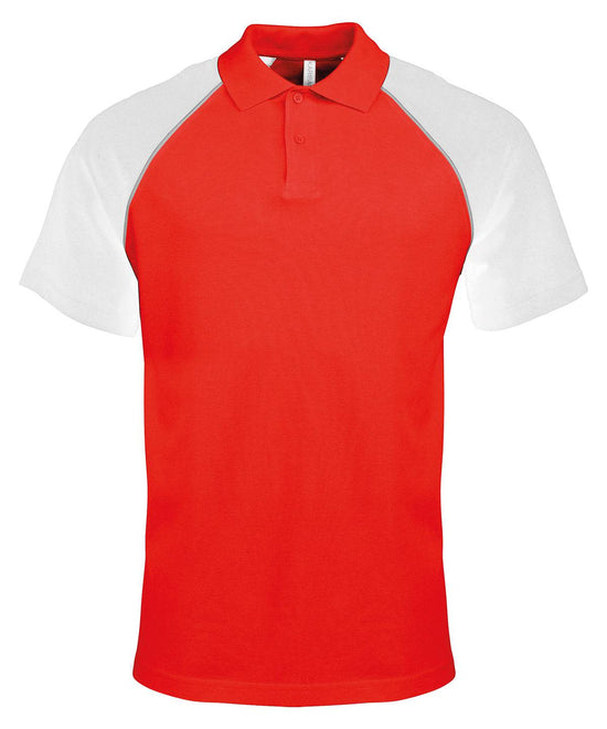 Red/Light Grey/White - Polo baseball contrast polo shirt