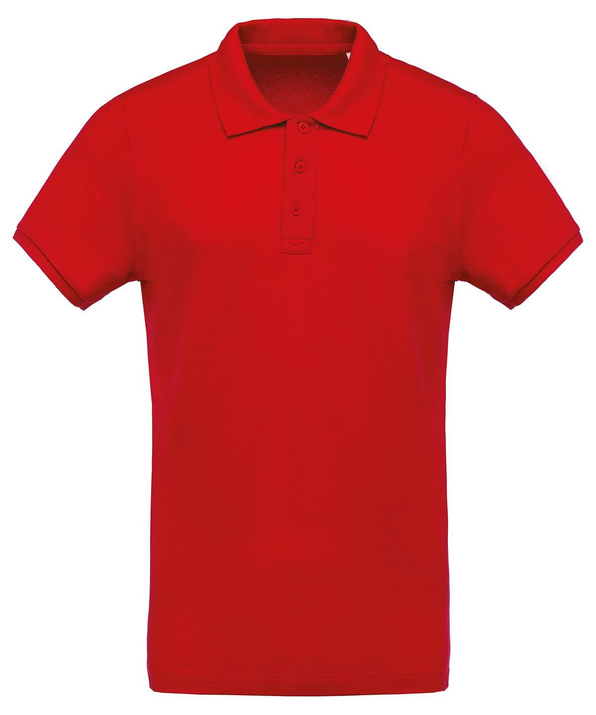 Red - Men's organic piqué short-sleeved polo shirt