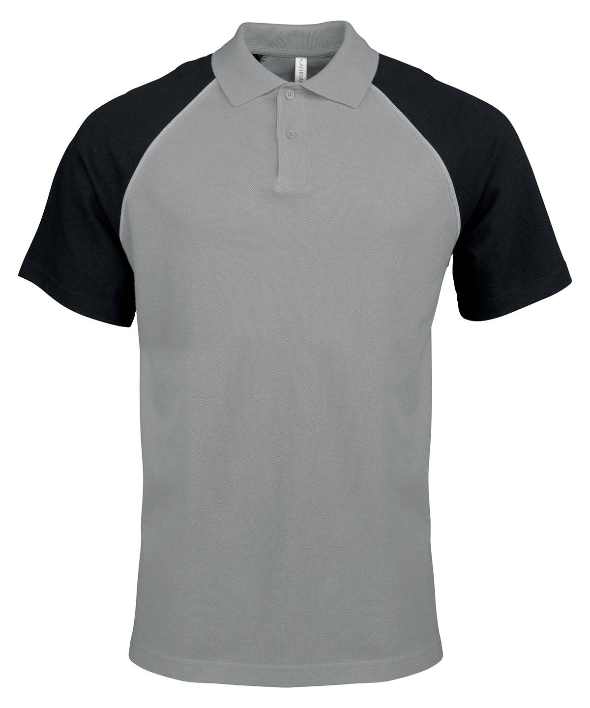 Slate Grey/Light Grey/Black - Polo baseball contrast polo shirt