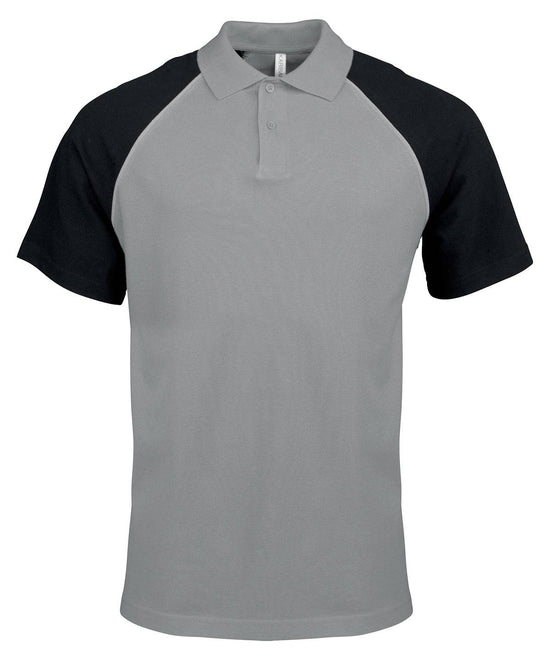 Slate Grey/Light Grey/Black - Polo baseball contrast polo shirt