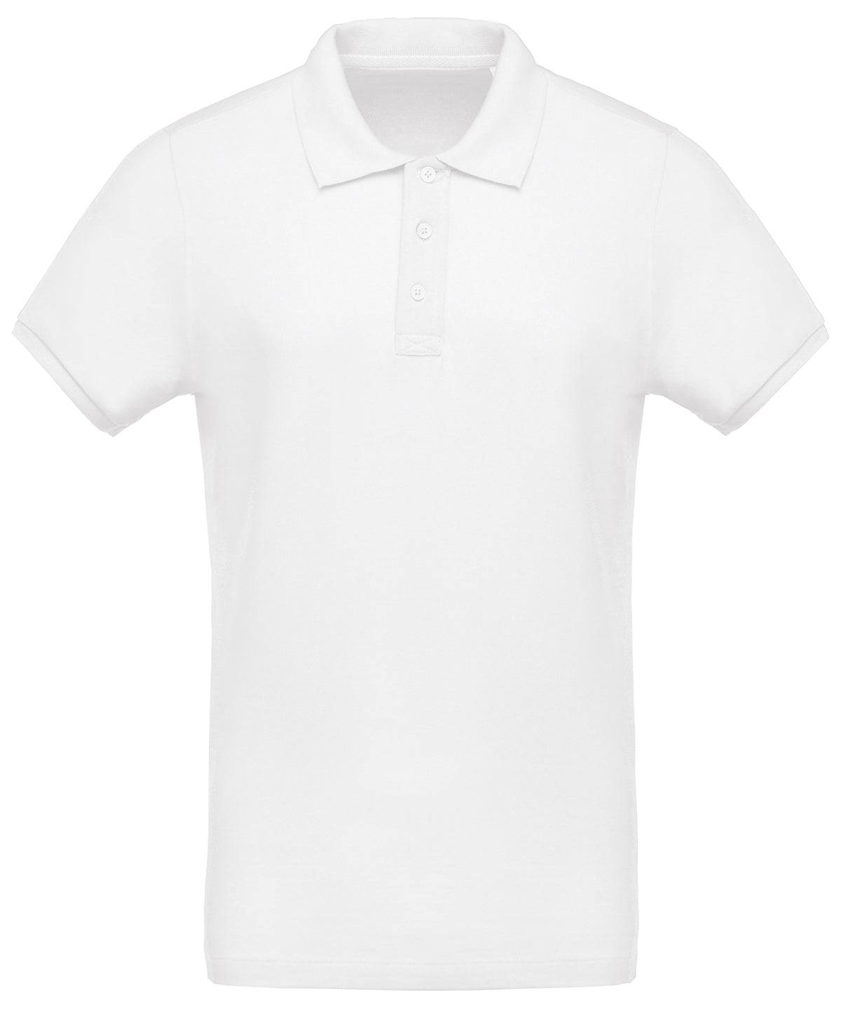 White - Men's organic piqué short-sleeved polo shirt