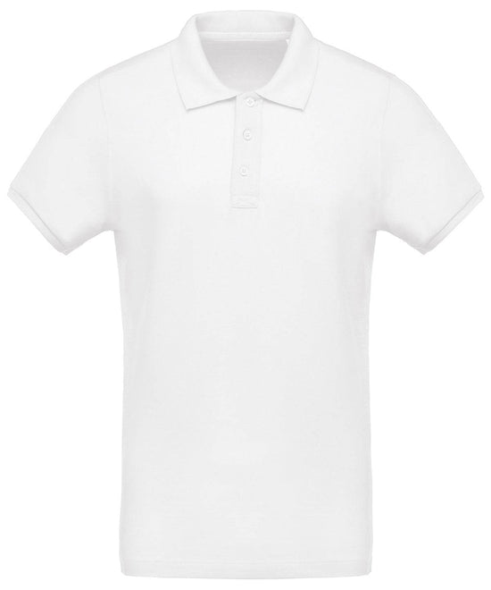 White - Men's organic piqué short-sleeved polo shirt