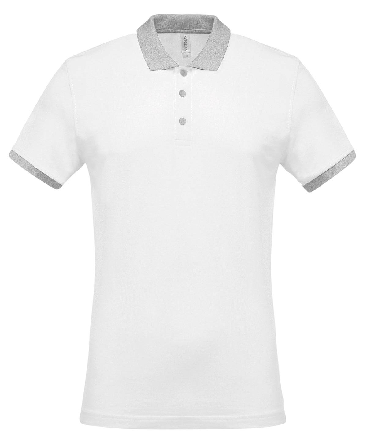 White/Oxford Grey - Two-tone piqué polo shirt