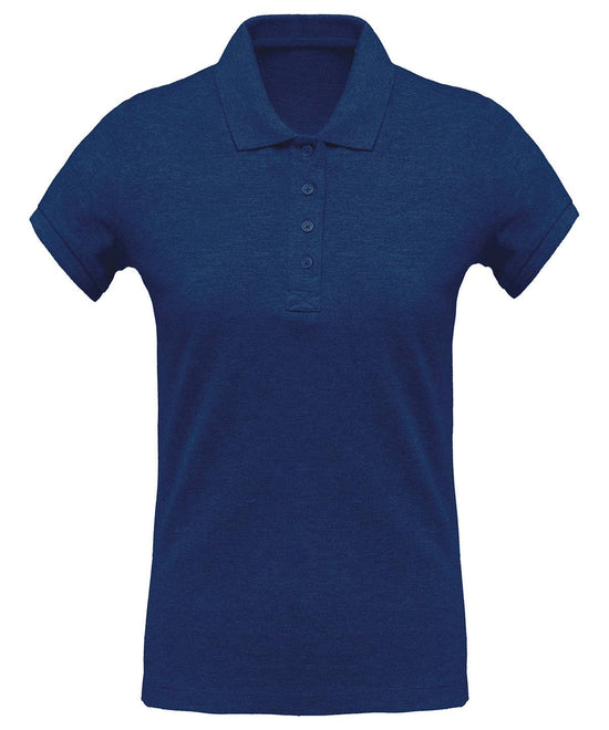 Ocean Blue Heather - Ladies’ organic piqué short-sleeved polo shirt