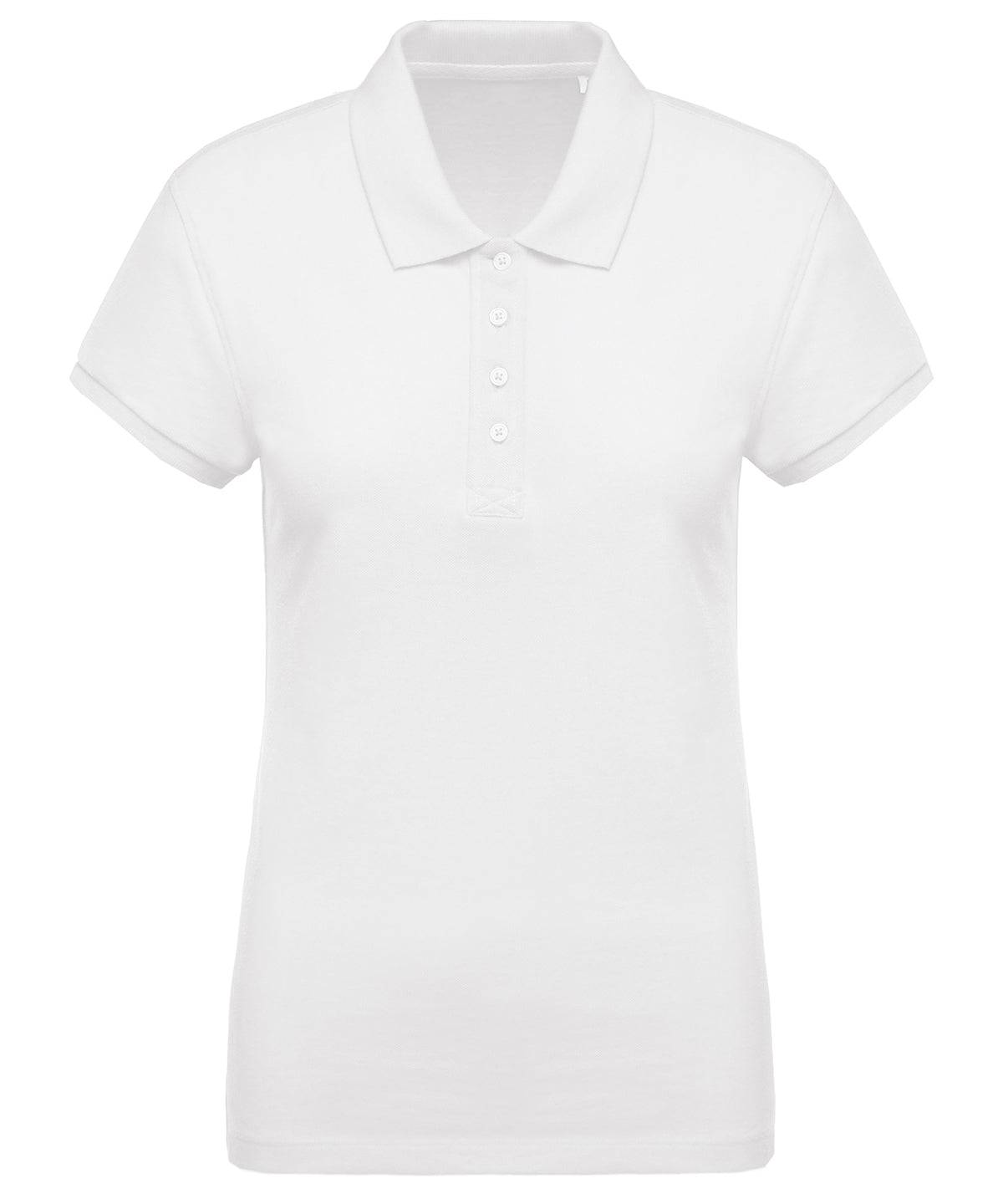 White - Ladies’ organic piqué short-sleeved polo shirt