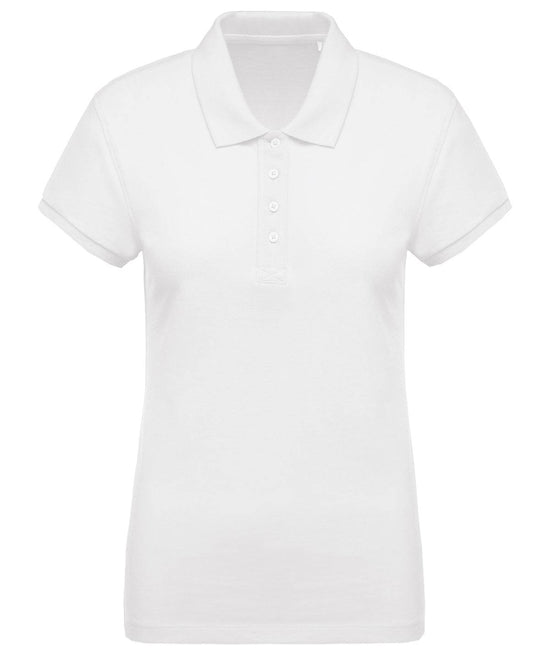 White - Ladies’ organic piqué short-sleeved polo shirt