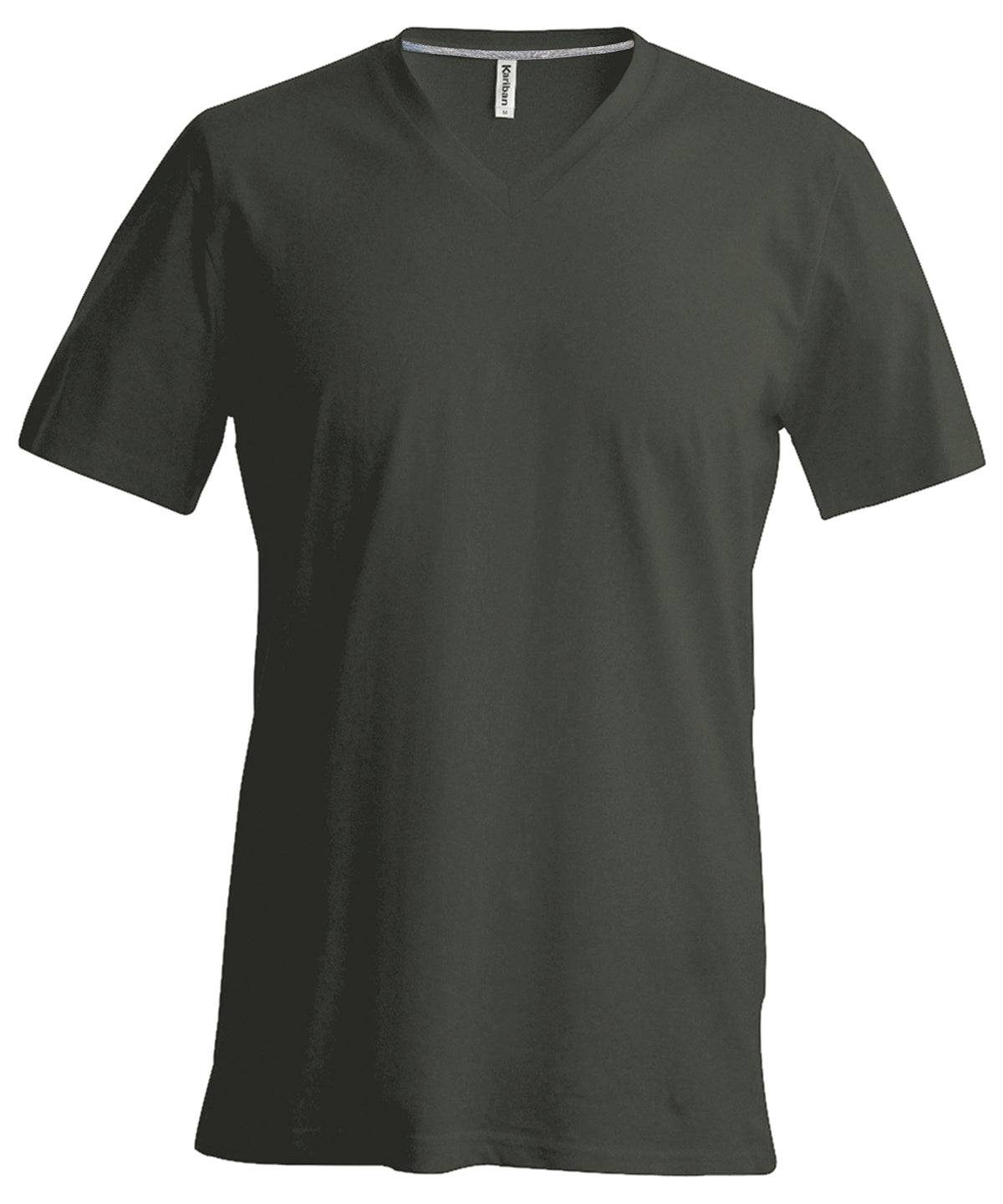 Khaki - Men's short-sleeved V-neck T-shirt