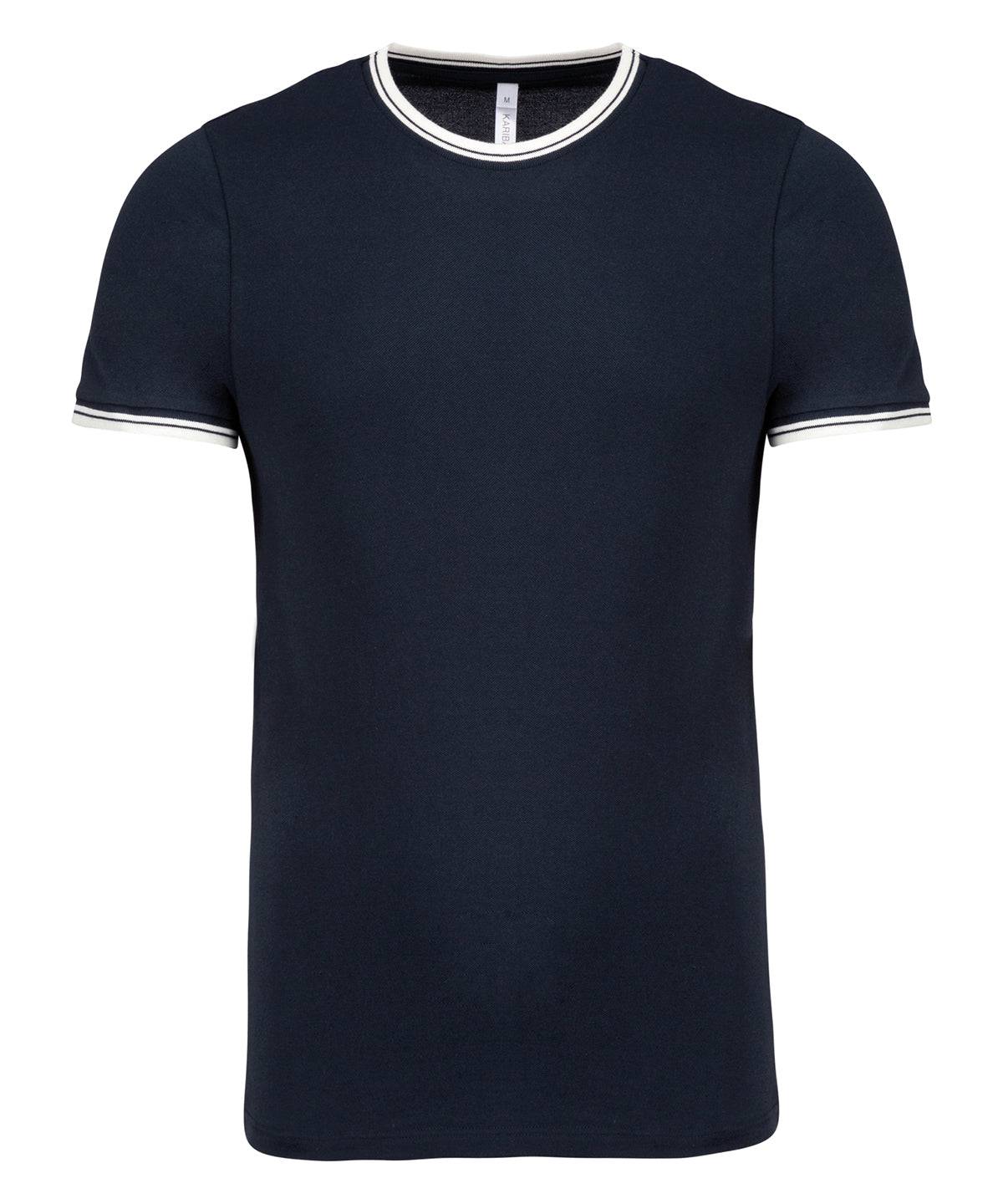 Navy/Off White - Men's piqué knit crew neck T-shirt