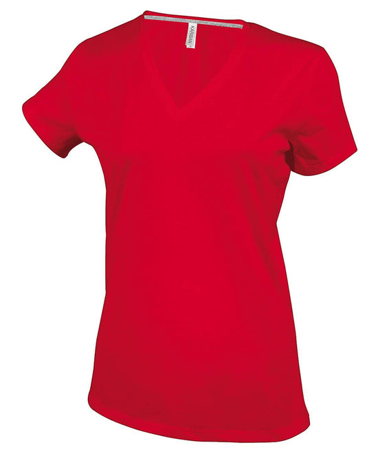 Red - Ladies' short-sleeved V-neck T-shirt