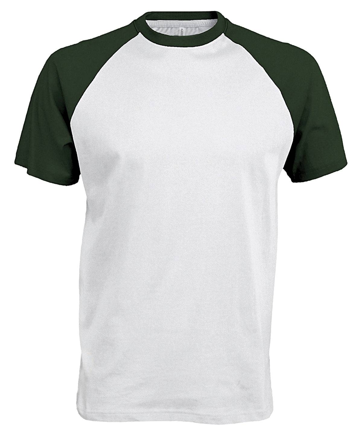 White/Forest - Baseball Short-sleeved two-tone T-shirt