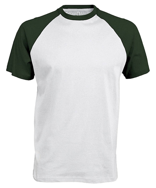 White/Forest - Baseball Short-sleeved two-tone T-shirt