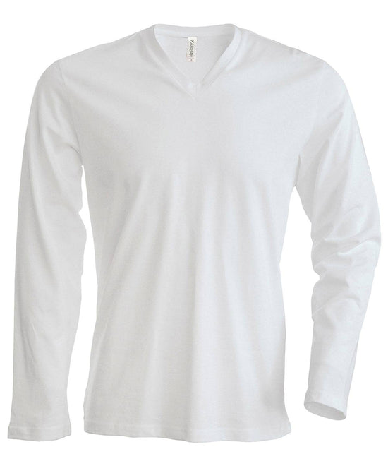 White - Men's long-sleeved V-neck T-shirt