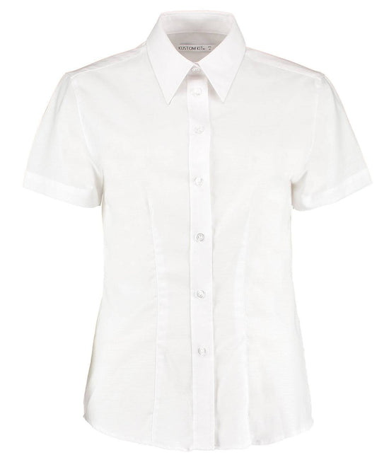 White* - Women's workplace Oxford blouse short-sleeved (tailored fit)