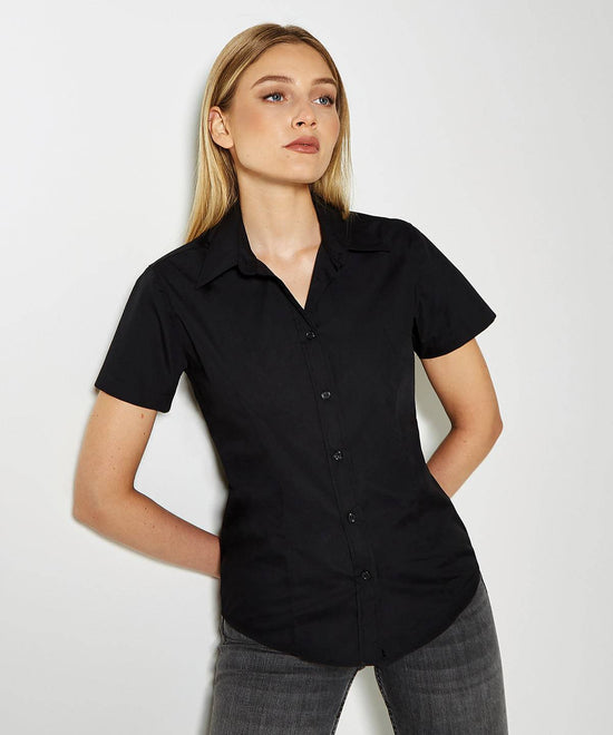 Load image into Gallery viewer, Black - Women&amp;#39;s workforce blouse short-sleeved (classic fit)
