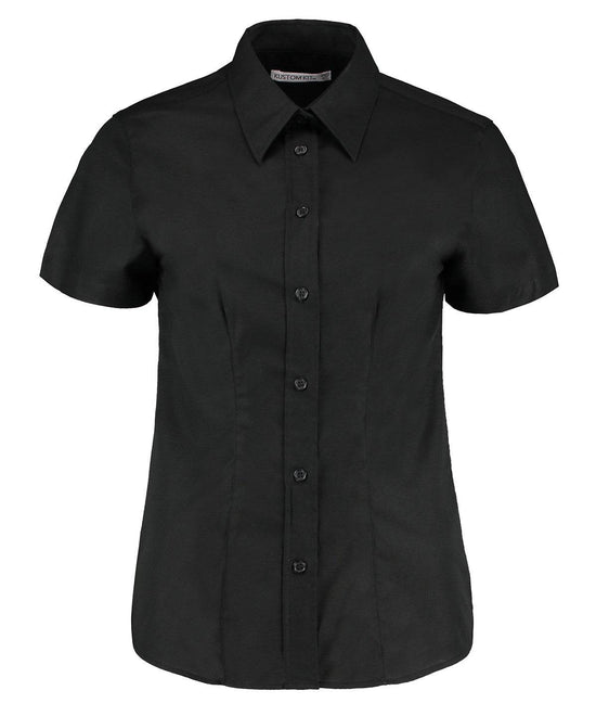 Black - Women's workplace Oxford blouse short-sleeved (tailored fit)