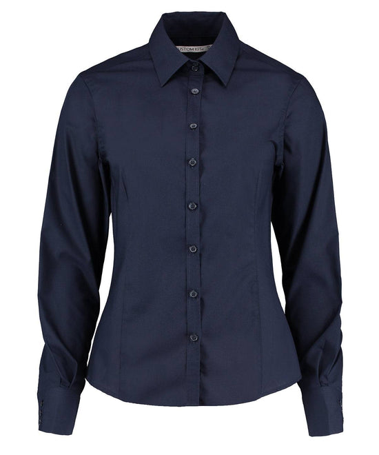 Dark Navy - Business blouse long-sleeved (tailored fit)