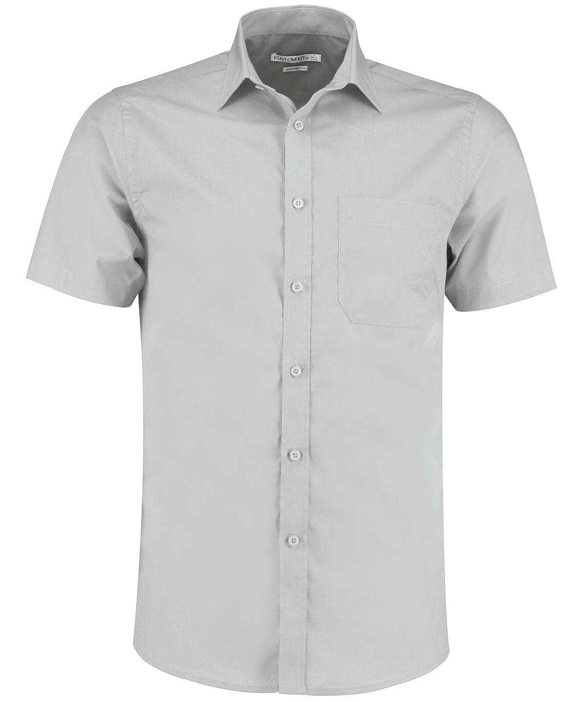 Light Grey - Poplin shirt short-sleeved (tailored fit)