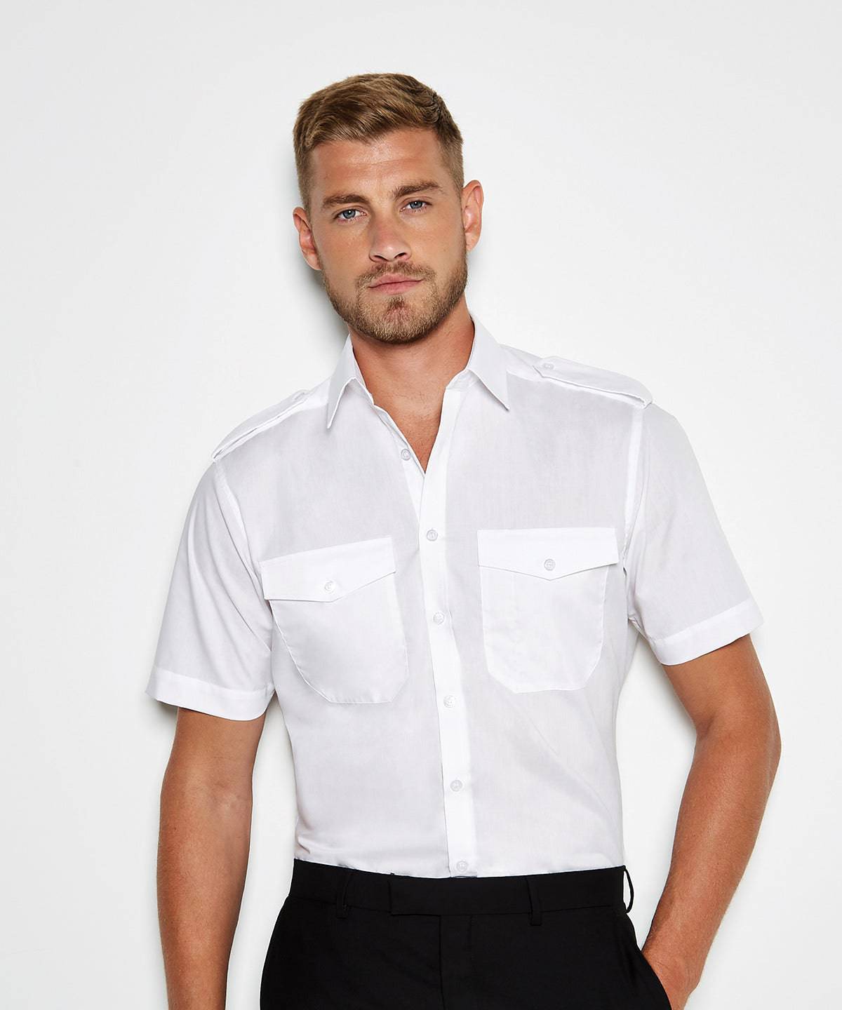 White - Pilot shirt short-sleeved (tailored fit)