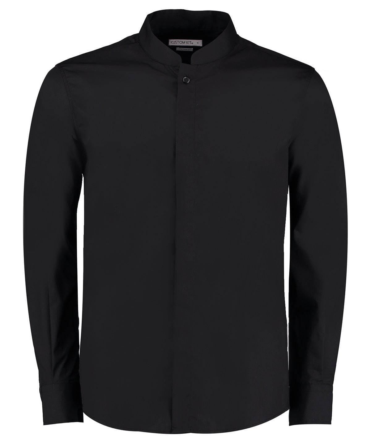 Black - Mandarin collar shirt long-sleeved (tailored fit)