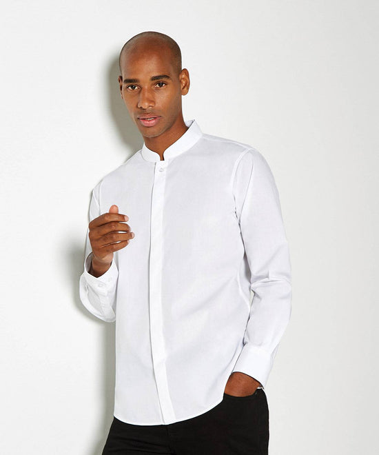 Black - Mandarin collar shirt long-sleeved (tailored fit)