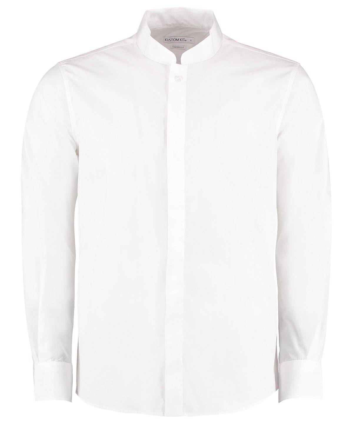 White - Mandarin collar shirt long-sleeved (tailored fit)