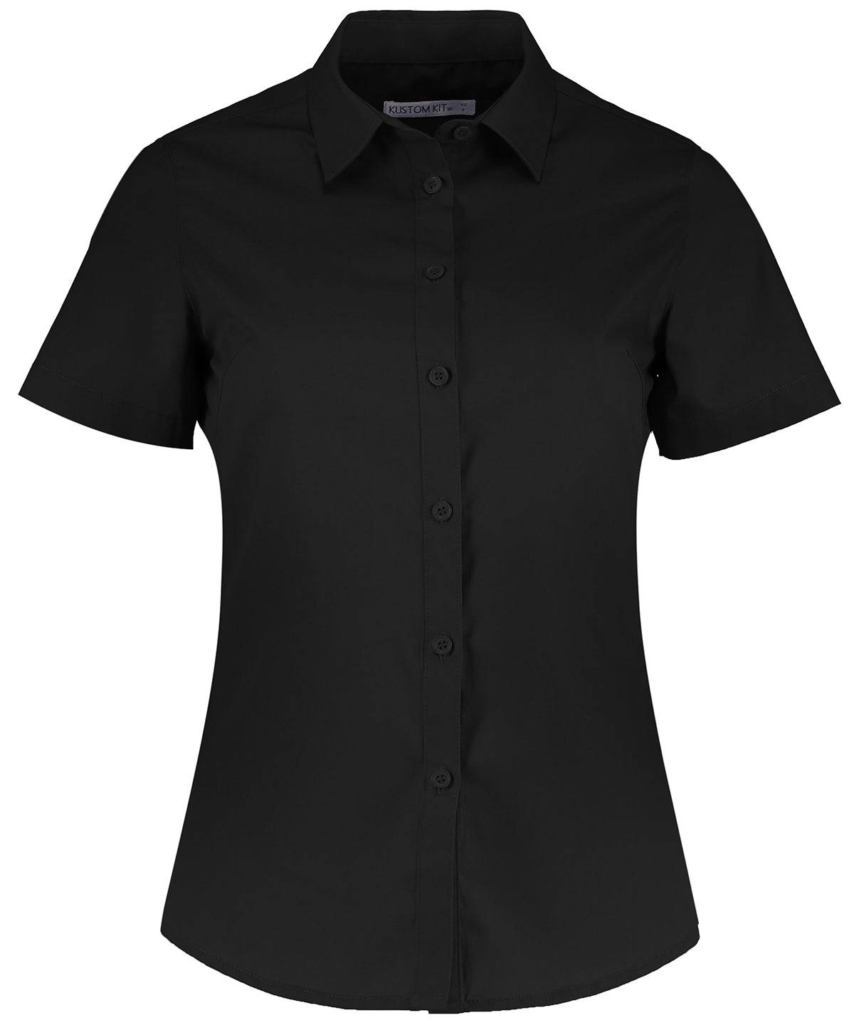 Black - Women's poplin shirt short sleeve