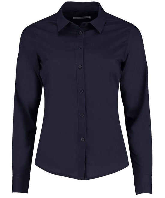 Dark Navy - Women's poplin shirt long sleeve