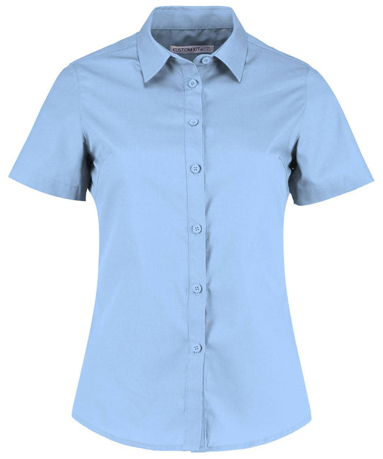 Light Blue - Women's poplin shirt short sleeve