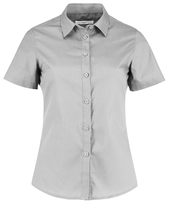 Light Grey - Women's poplin shirt short sleeve