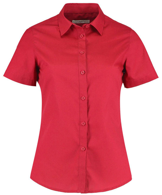 Red - Women's poplin shirt short sleeve