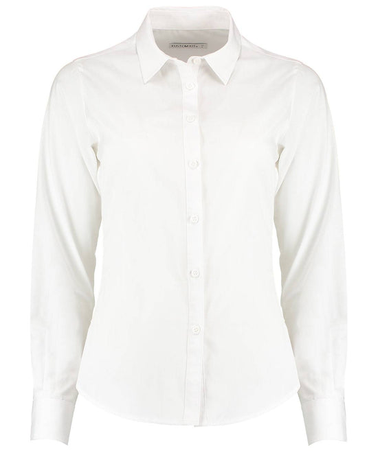 White - Women's poplin shirt long sleeve