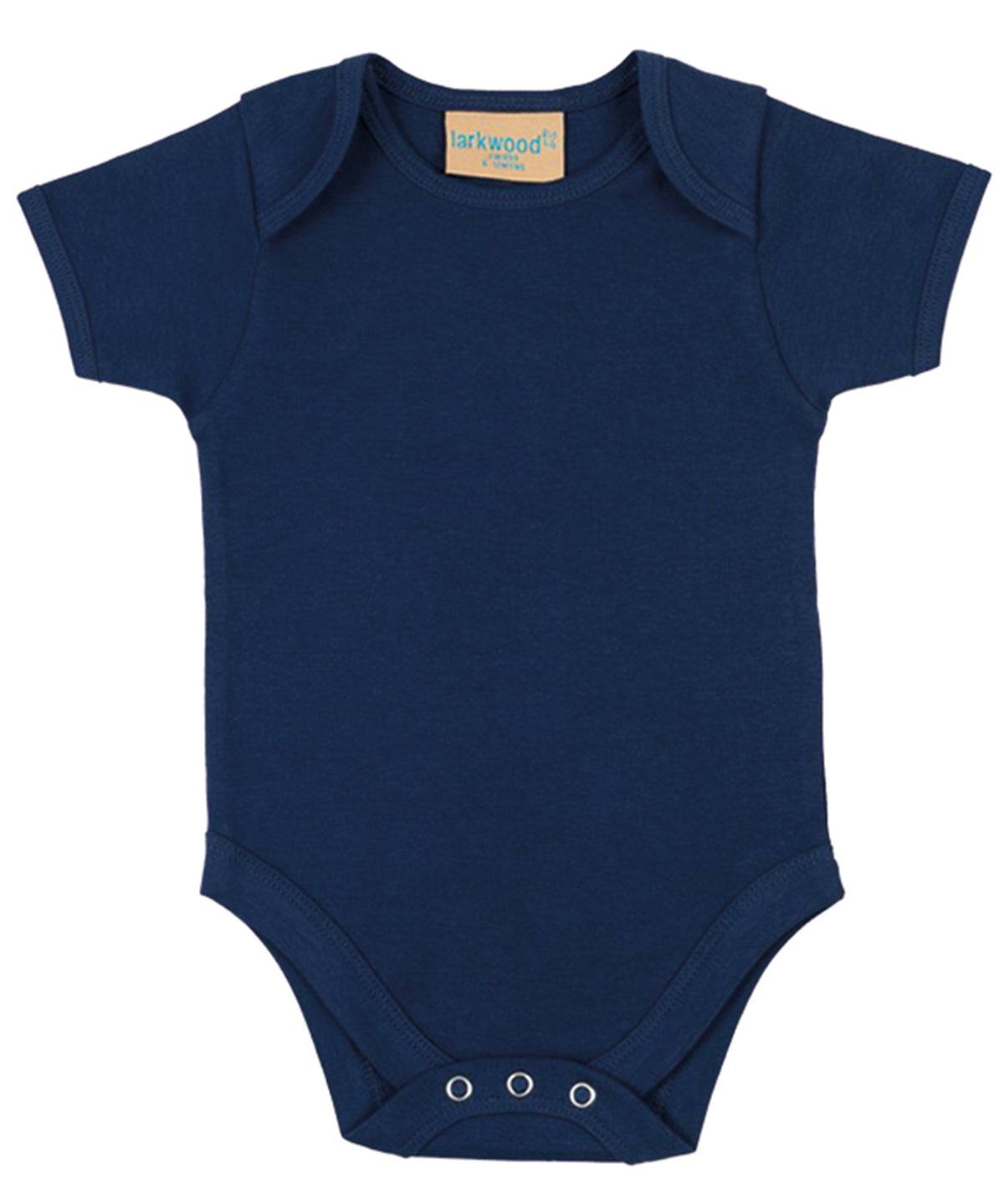 Navy - Short-sleeved bodysuit with envelope neck opening