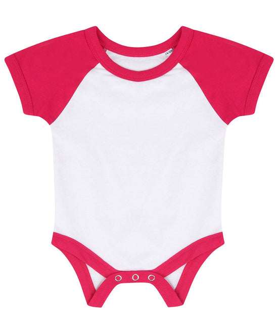 White/Fuchsia - Essential short-sleeved baseball bodysuit