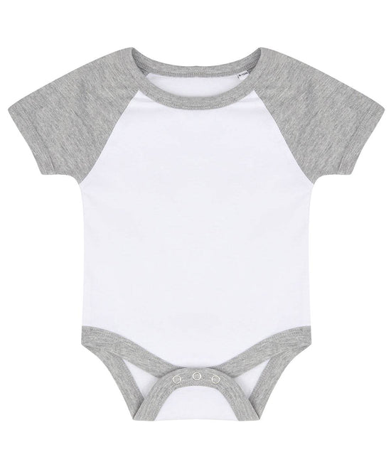 White/Heather Grey - Essential short-sleeved baseball bodysuit