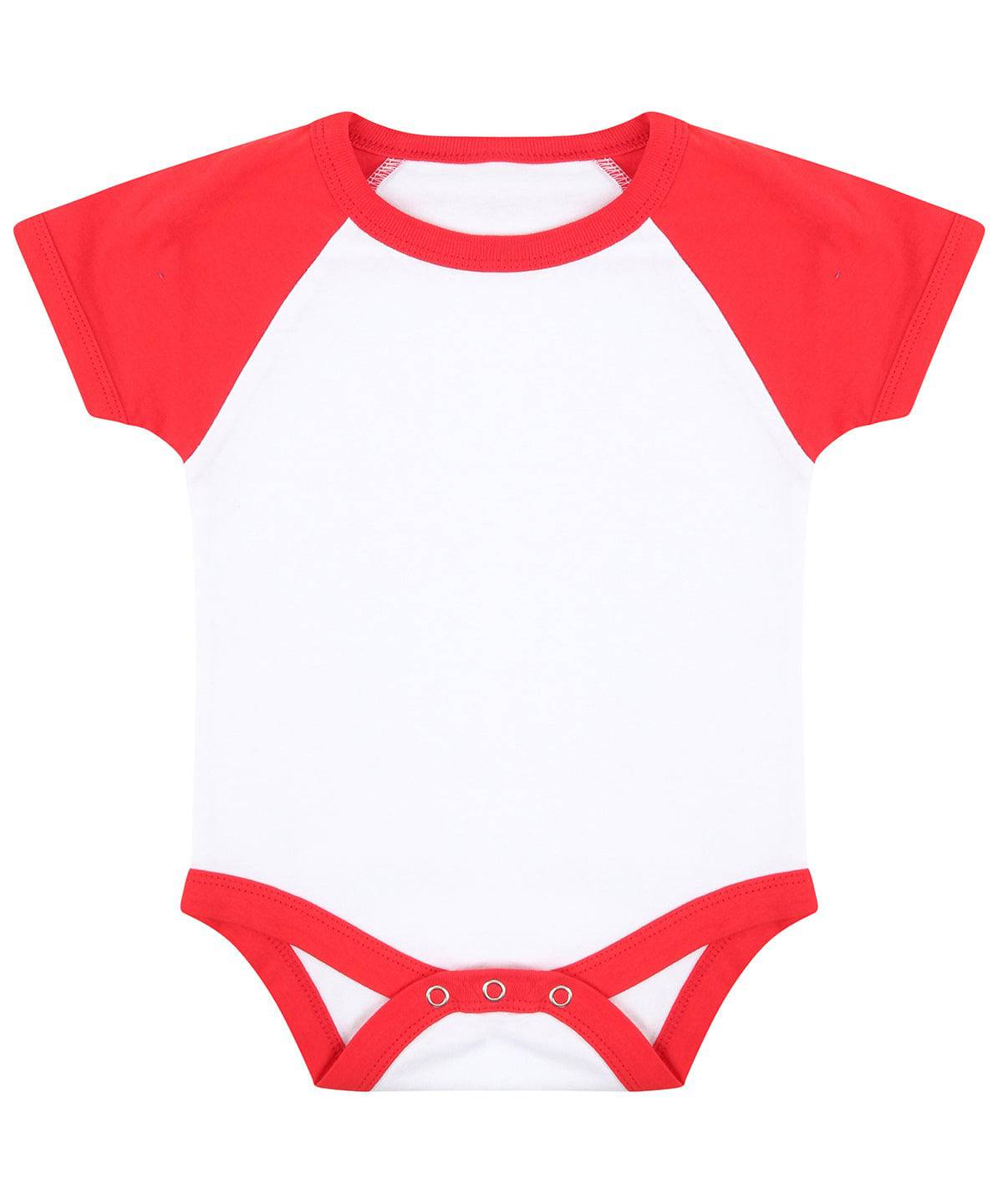 White/Red - Essential short-sleeved baseball bodysuit