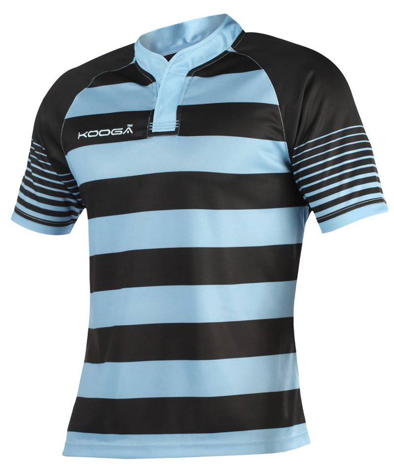 Black/Sky - Kooga Junior touchline hooped match shirt