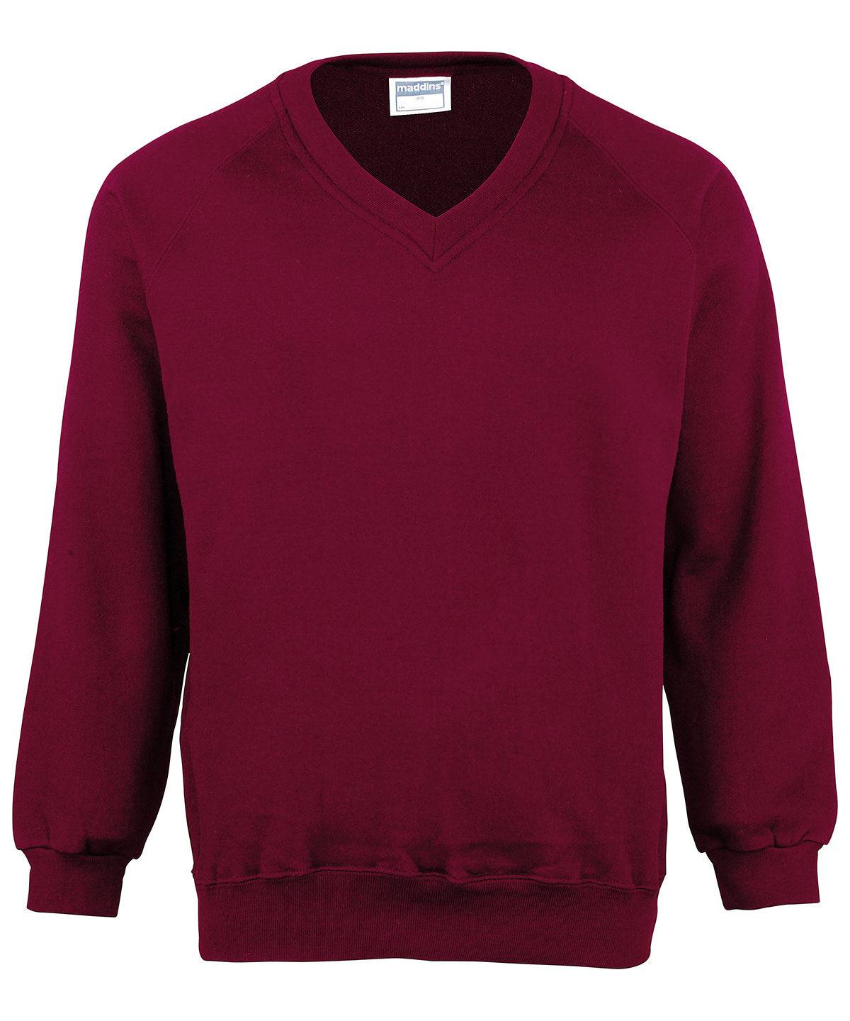 Burgundy - Kids Coloursure™ v-neck sweatshirt