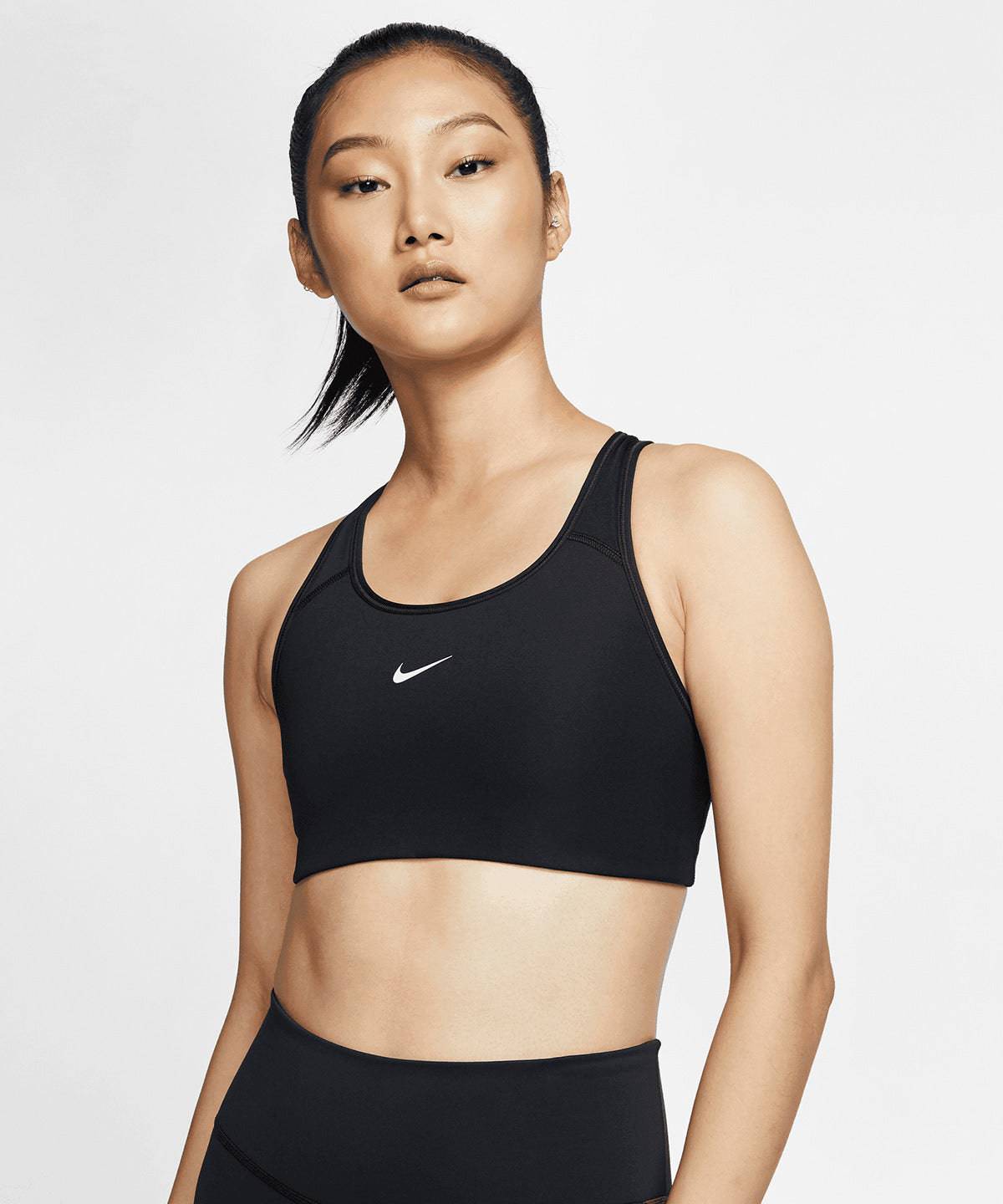 Black/White - Women’s Nike Dri-FIT Swoosh one-piece bra