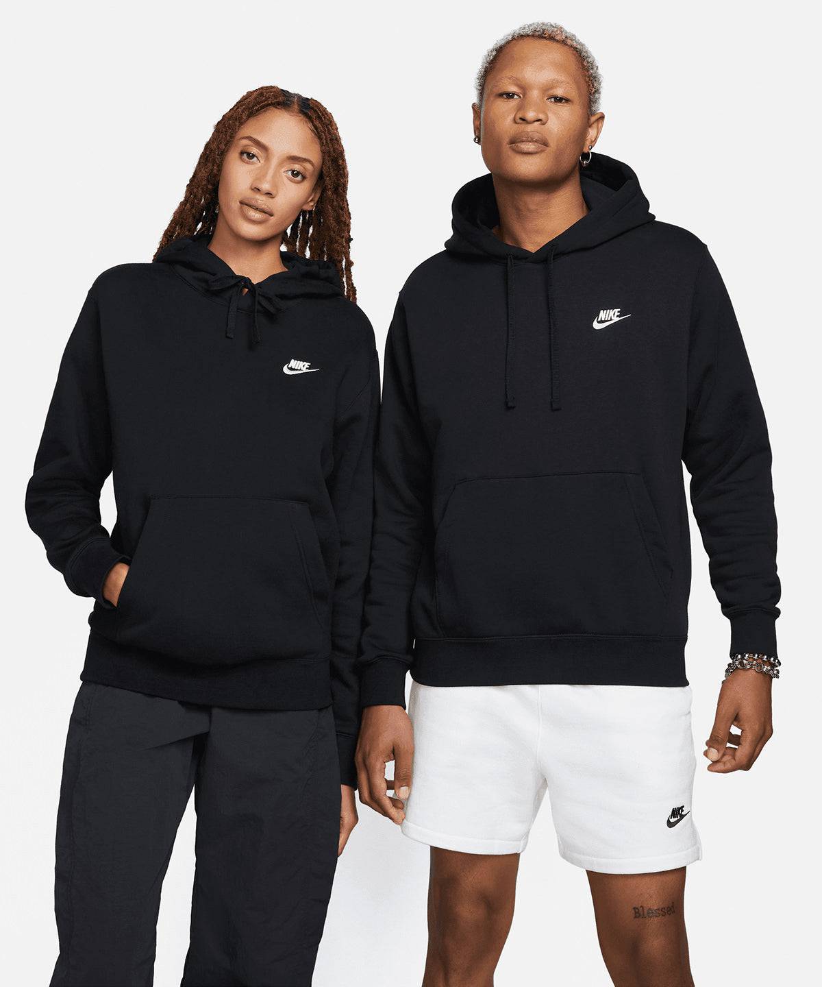 Black/Black/White - Nike Club hoodie