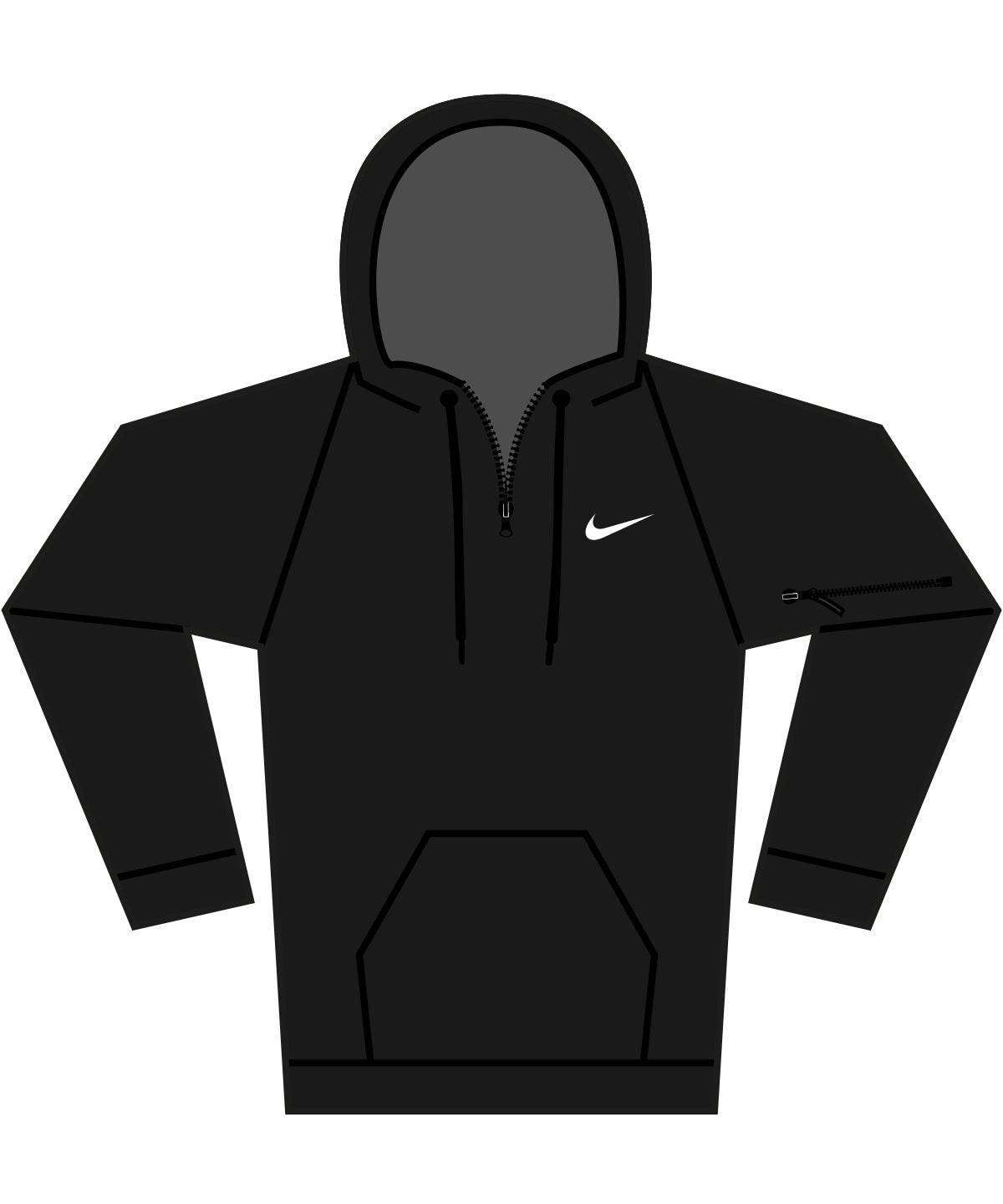 Black/Black/White - Nike men’s 1/4 zip fitness hoodie